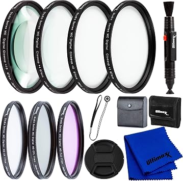 Ultimaxx 72MM Complete Lens Filter Accessory Kit for Lenses with 72MM Filter Size UV CPL FLD Filter Set + Macro Close Up Set +1 +2 +4 +10