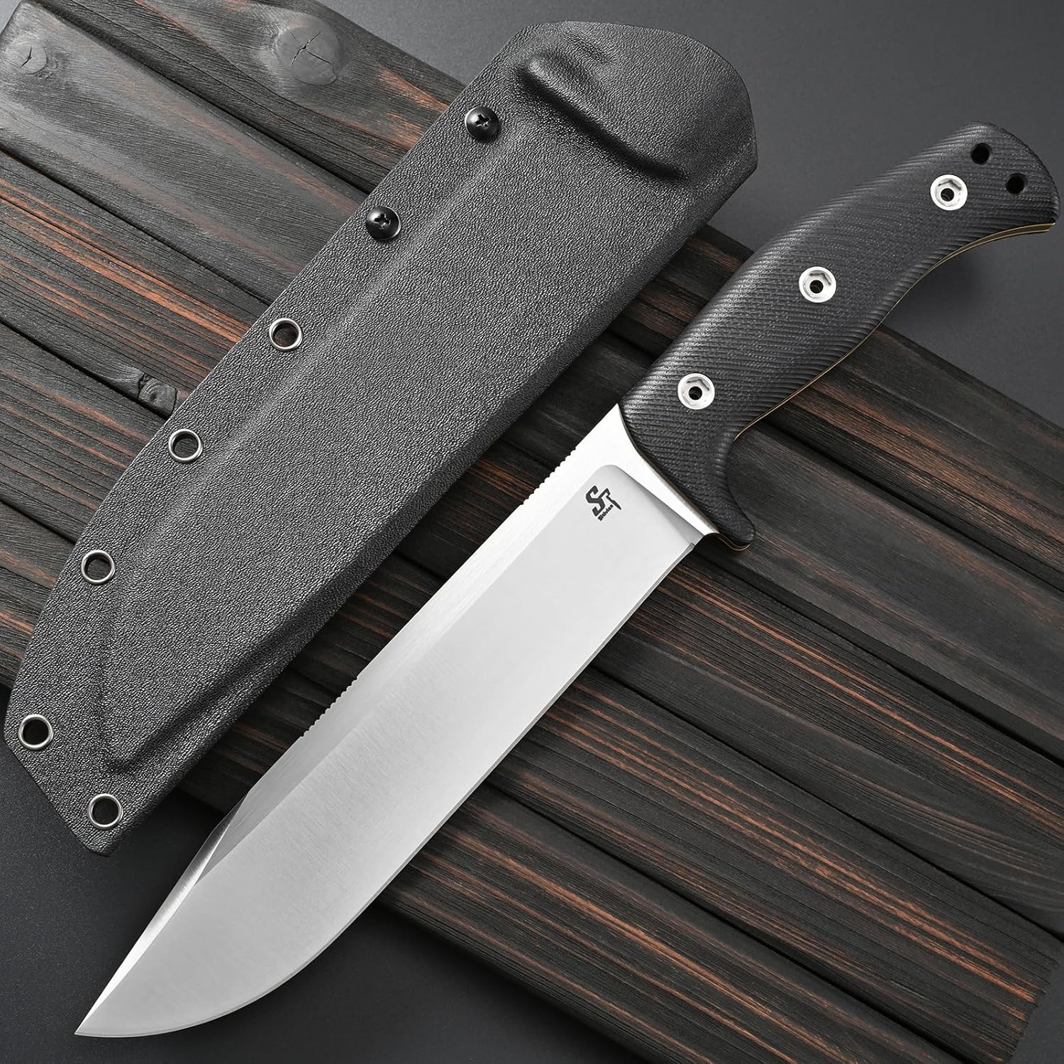 Sitivien ST12 Plus Fixed Blade Knife Sleipner Brushed Steel Blade G10 Handle Full Tang EDC Straight Knife for Camping Hunting Fishing(Silver)