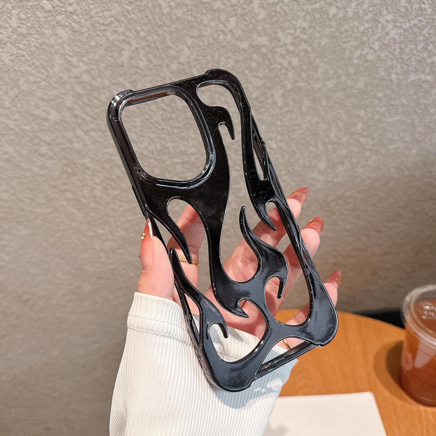 Fashion Flame Bumper Case for iPhone 14 [3D Luxury Electroplate Glittery] [Hollow Heat Dissipation Design] Slim Fit Shockproof Protective Soft Cover -Black - Image 6