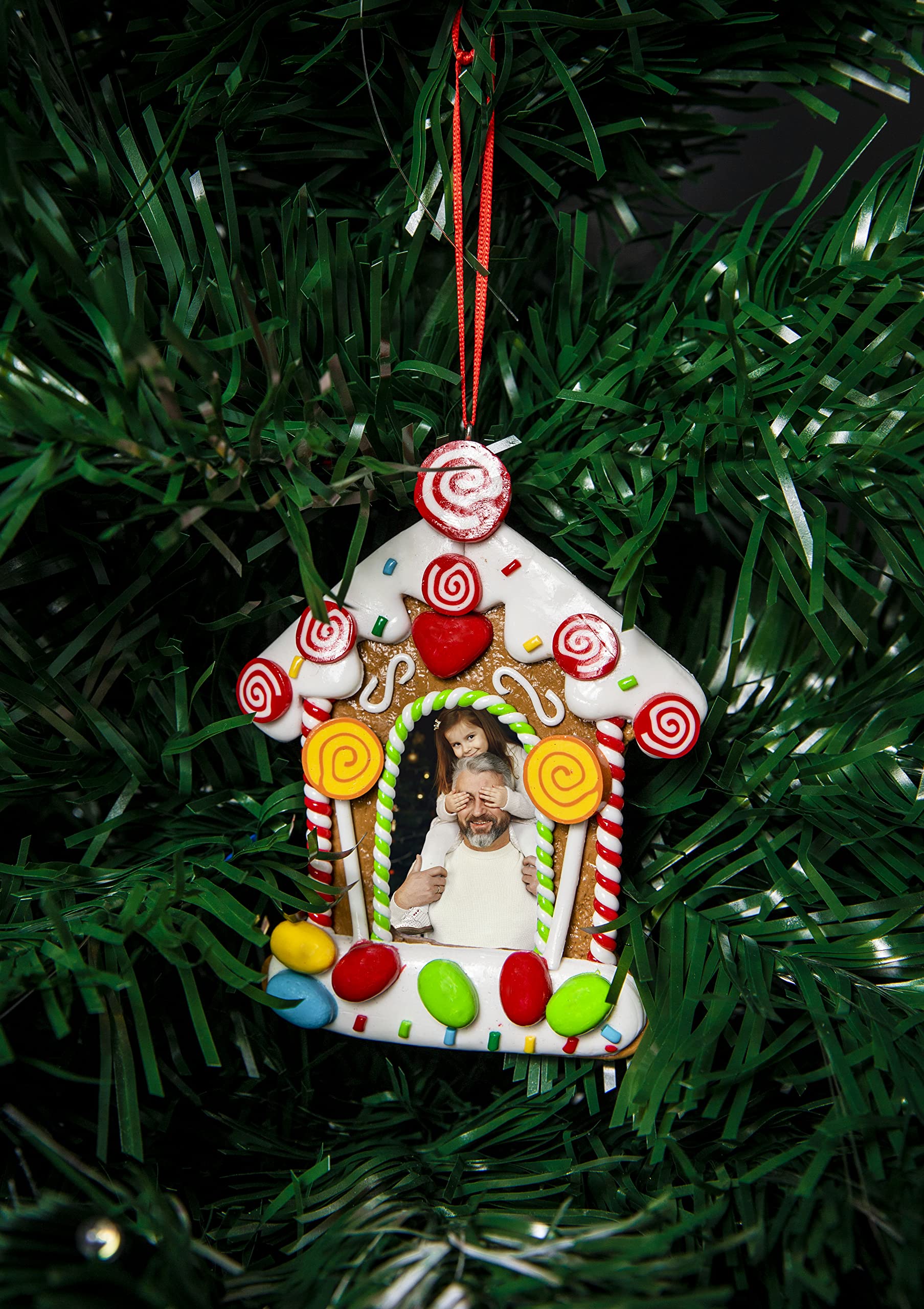 Weihnachtsbaum zum Aufhängen, verziert mit Zuckerstange, personalisierbar, 12-teiliges Set