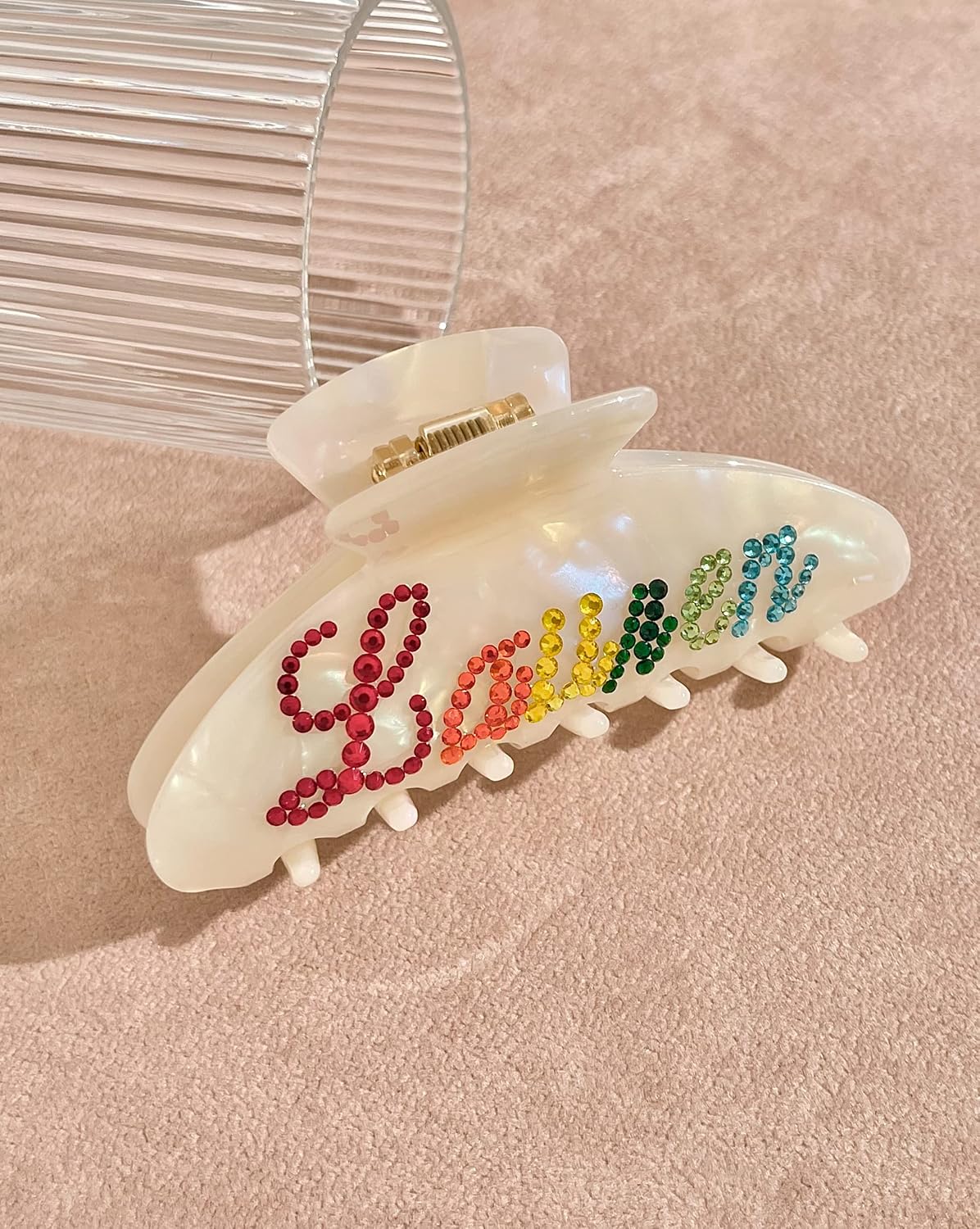 Bride Hair Accessories: Personalized Rhinestone Clips for Wedding, Bachelorette Party, and Daily Use - Large Matte Claws with Strong Hold for Long, Thin Hair
