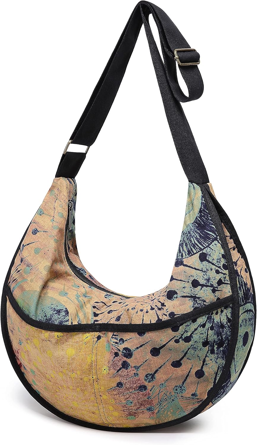 OPQRSTU Womens Hippie Large Sling Shoulder Boho Handbag canvas Crossbody Bags - Image 9