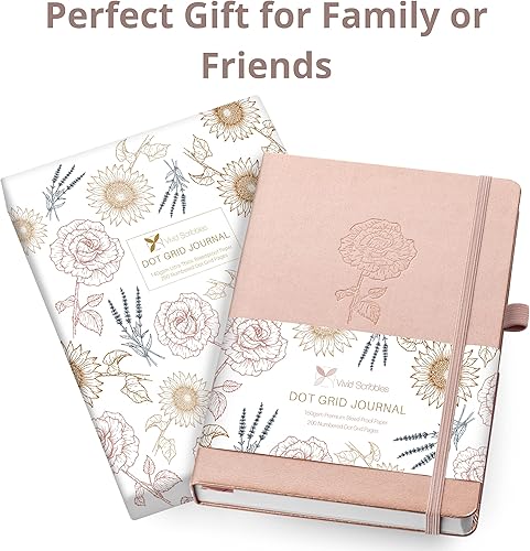 Miniatura 10 de Diario punteado  Cuaderno de puntos A5 con papel a prueba de sangrado, tapa dura, diseño plano  Diario de cuadrícula de puntos para escribir,