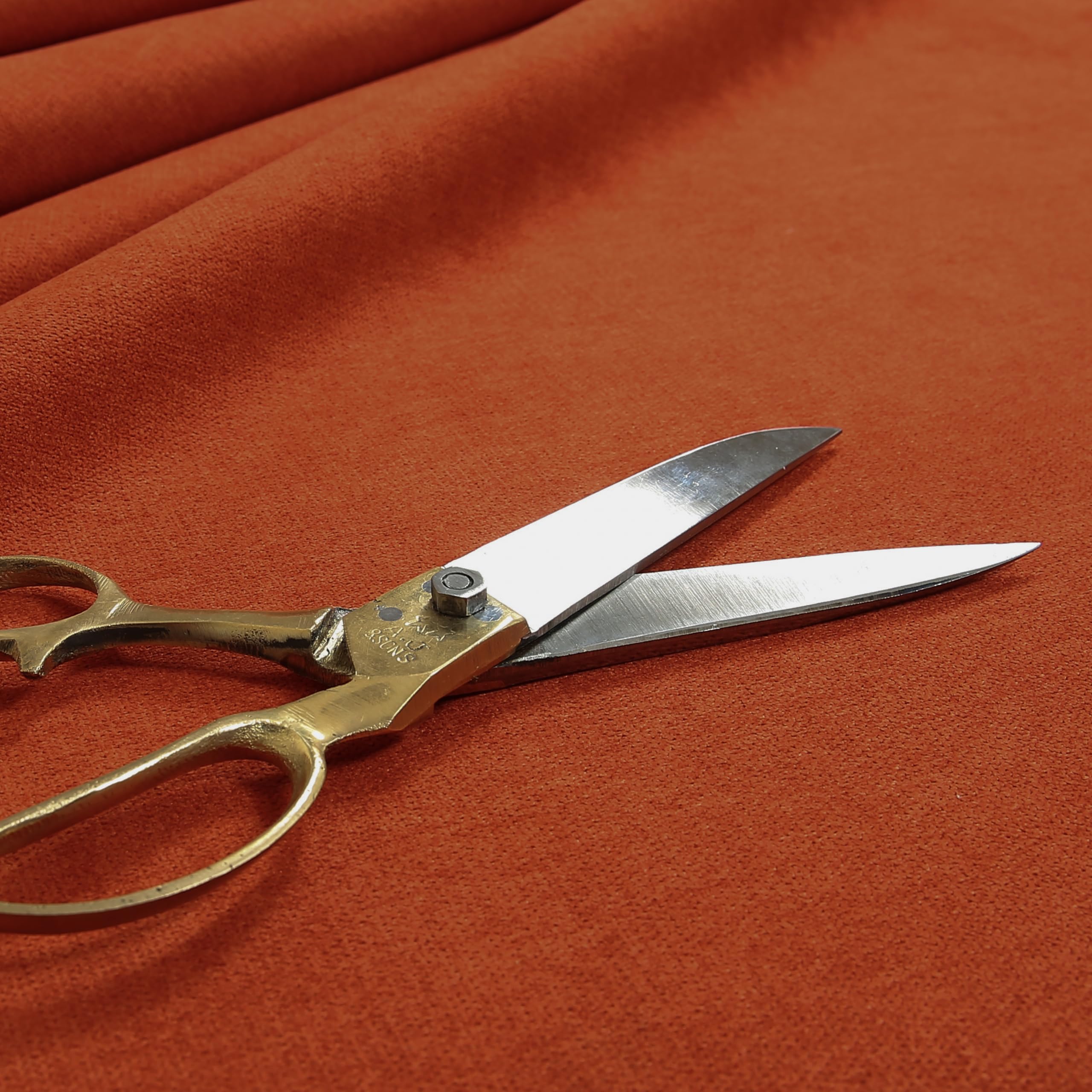 Redbrick Mill Fabrics Flame Retardant Quality Soft Highland Wool Effect Orange Colour Plain Chenille Curtain Upholstery Fabric (Per Metre) โ image 1