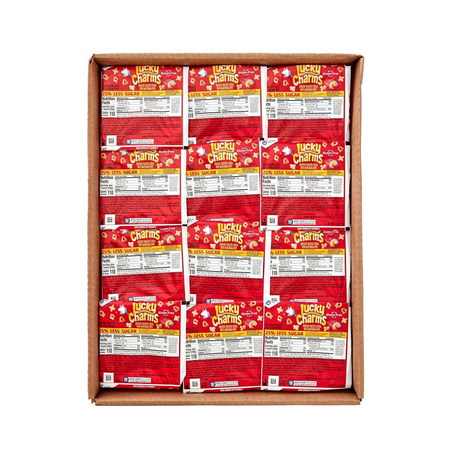 Lucky Charms Bowlpak, 25% Less Sugar, 1 oz (Pack of 96)