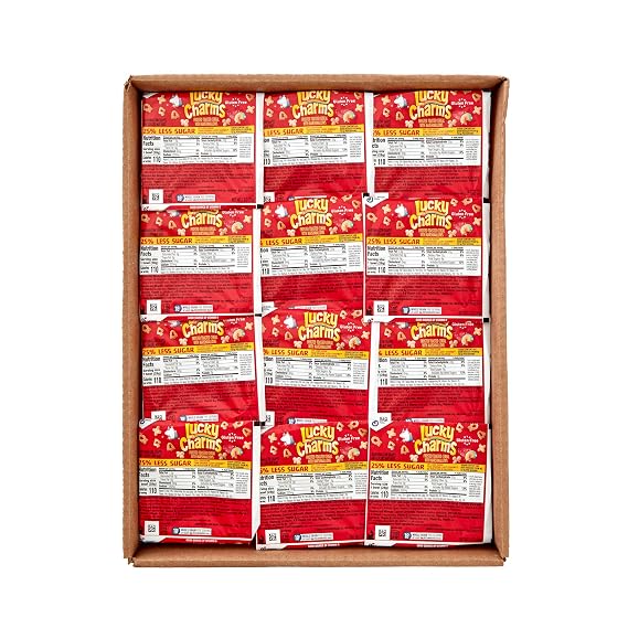 Lucky Charms, 25% Less Sugar, Single Serve Bowlpak, 96 Ct, 6 lb Case