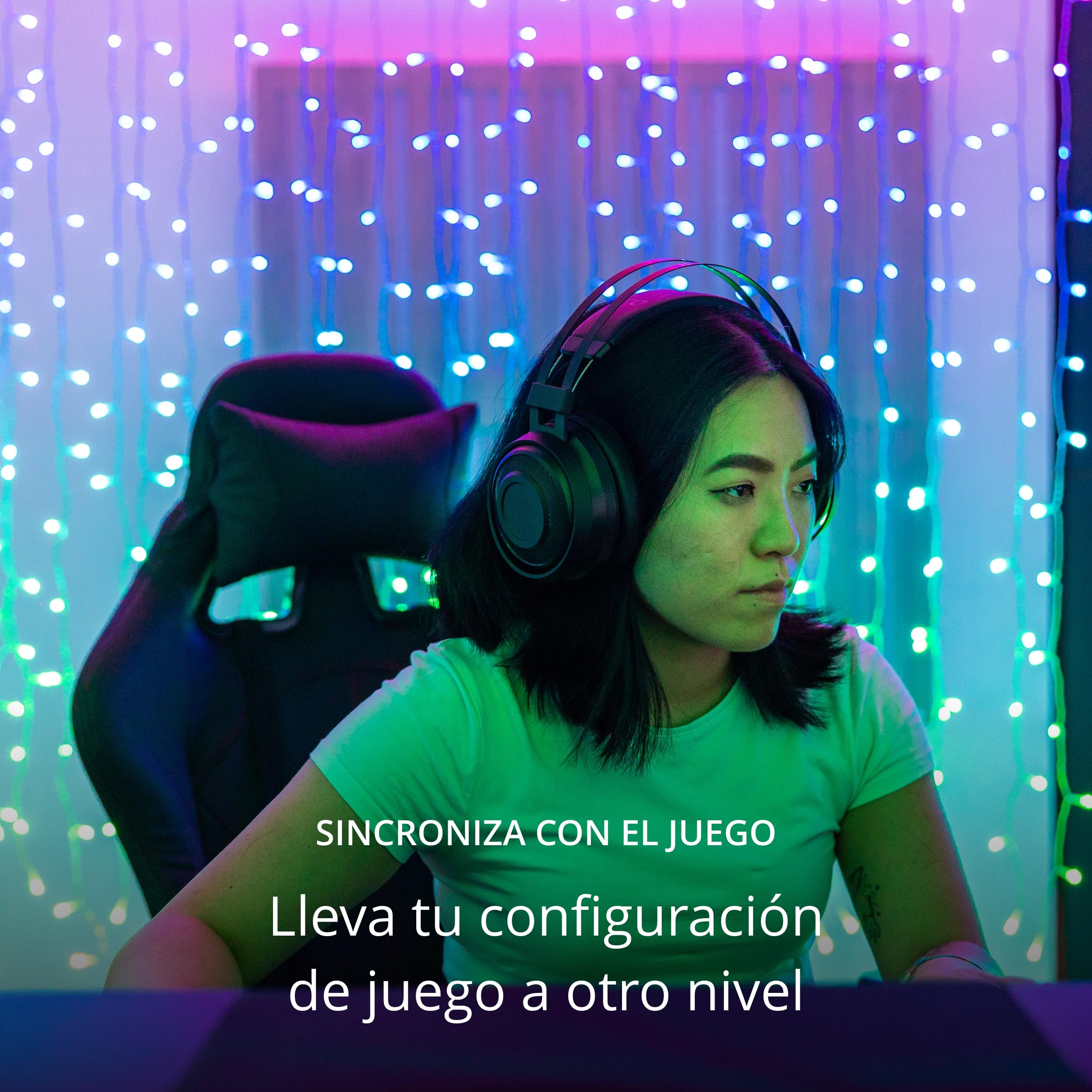 Twinkly Curtain 210 LED RGB+Blanco, Cadena de luces LED para interior y exterior, luces inteligentes, RGB y blanco, compatible con Alexa, Google Home, IP44, control de aplicación, cable transparente