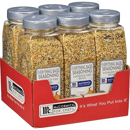 Miniatura 1 de McCormick Culinary Everything Bagel Seasoning, 21 onzas (paquete de 6)  Seis recipientes de 21 onzas de mezcla de condimentos de bagel de semillas
