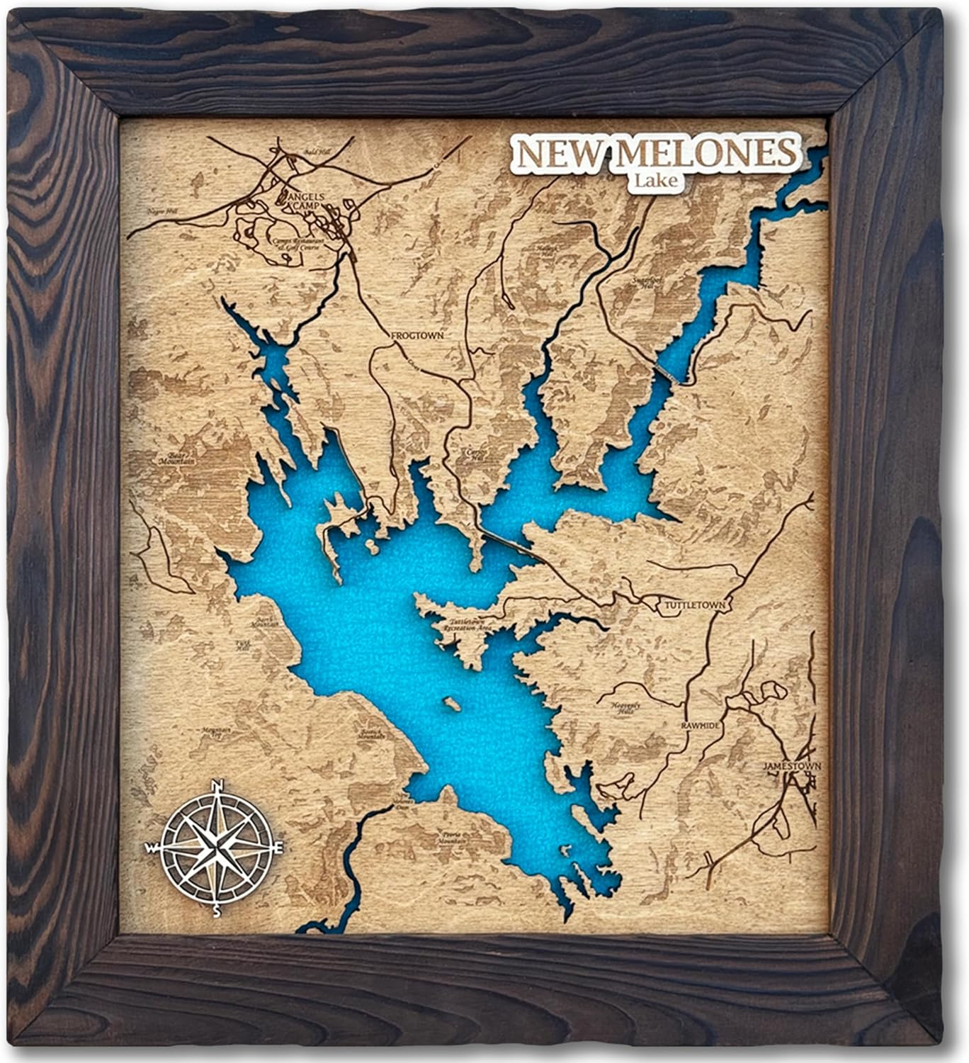 Custom Wood Map – Personalized 3D Lake Map Wall Art, Rustic Cabin & Lake House Decor, Wedding Gift, Handmade 5th Year Wood Gift
