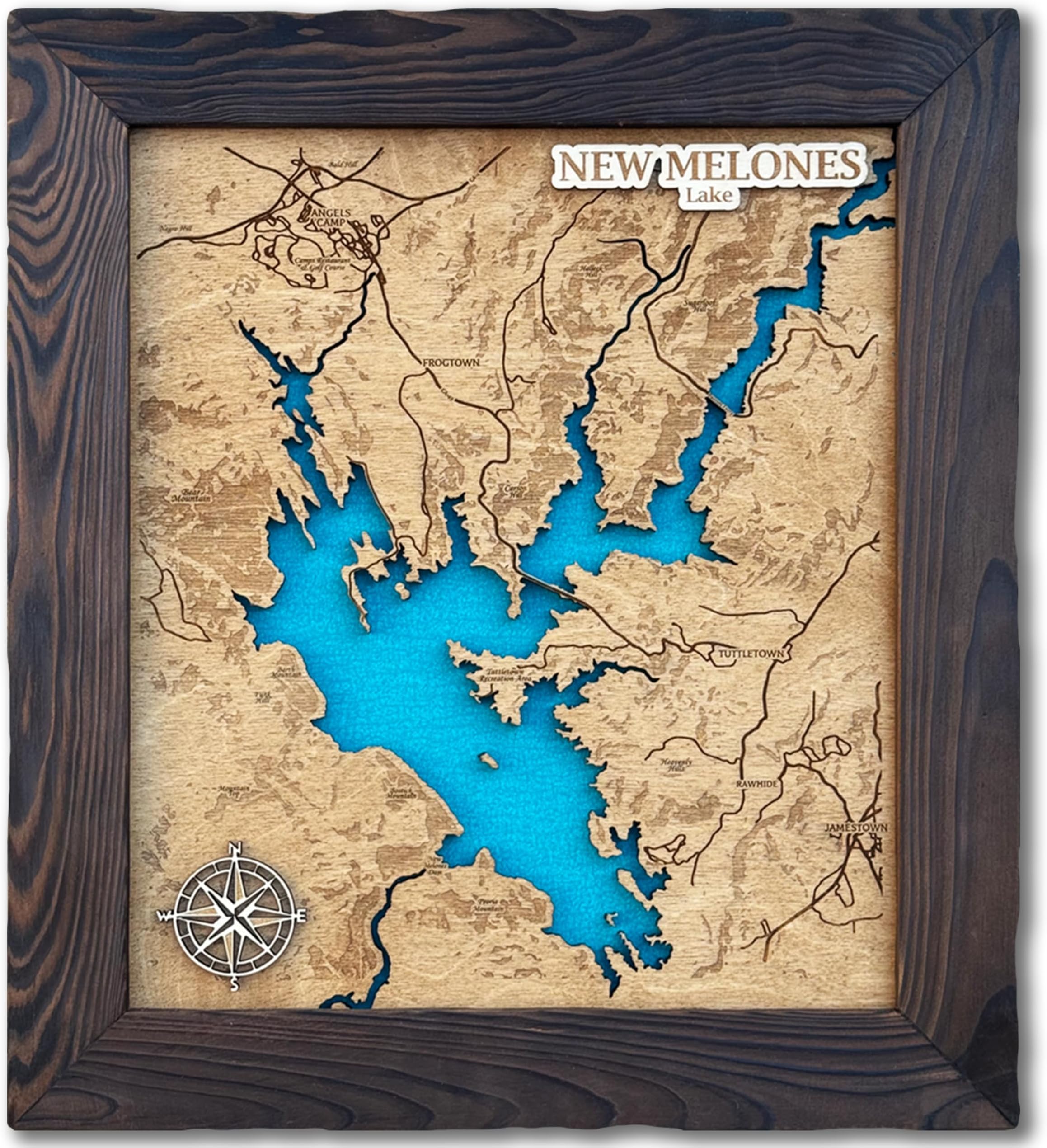Custom Wood Map – Personalized 3D Lake Map Wall Art, Rustic Cabin & Lake House Decor, Wedding Gift, Handmade 5th Year Wood Gift