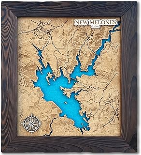 Custom Wood Map – Personalized 3D Lake Map Wall Art, Rustic Cabin & Lake House Decor, Wedding Gift, Handmade 5th Year Wood Gift