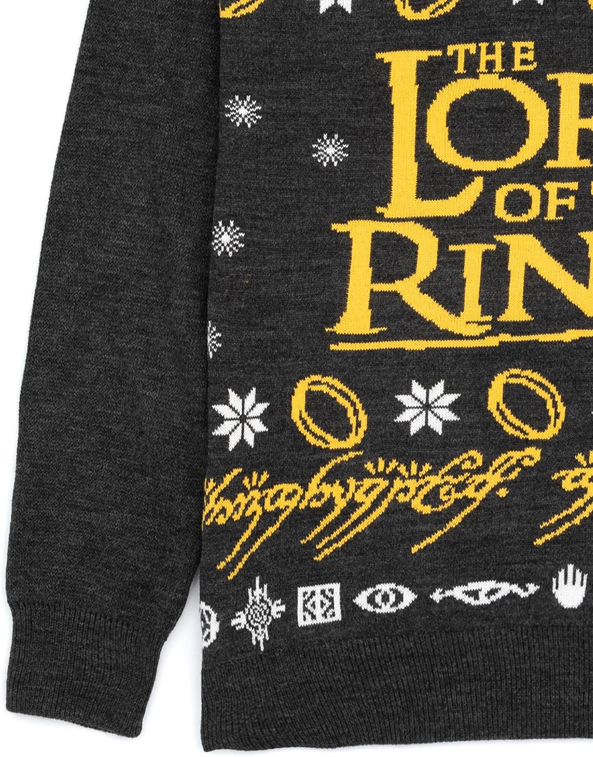 The Lord Of The Rings Adults Christmas Jumper Mens Logo Black Knitted Sweater