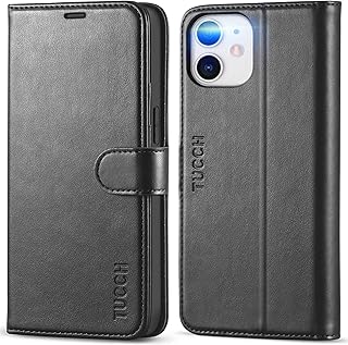 TUCCH iPhone 12 mini 対応 ケース 手帳型 iPhone 12 ミニ ケース カード収納 [RFIDブロッキング] 横置きスタンド機能 高級PU合皮 柔軟なTPU素材 マグネット式 アイフォン12 ミニ携帯カバー (あいふぉん 12 mini 5G 5.4 インチ対応) ブラック