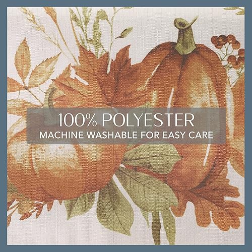 Miniatura 4 de Elrene Home Fashions Mantel rectangular de otoño con diseño de calabaza, 60 x 84 pulgadas, multicolor