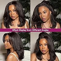 Vista 4 de ZIYU Peluca de cabello humano lacio tipo afro, pelucas de cabello humano lacio Yaki sin pegamento, línea de cabello prearrancado con abuelitos