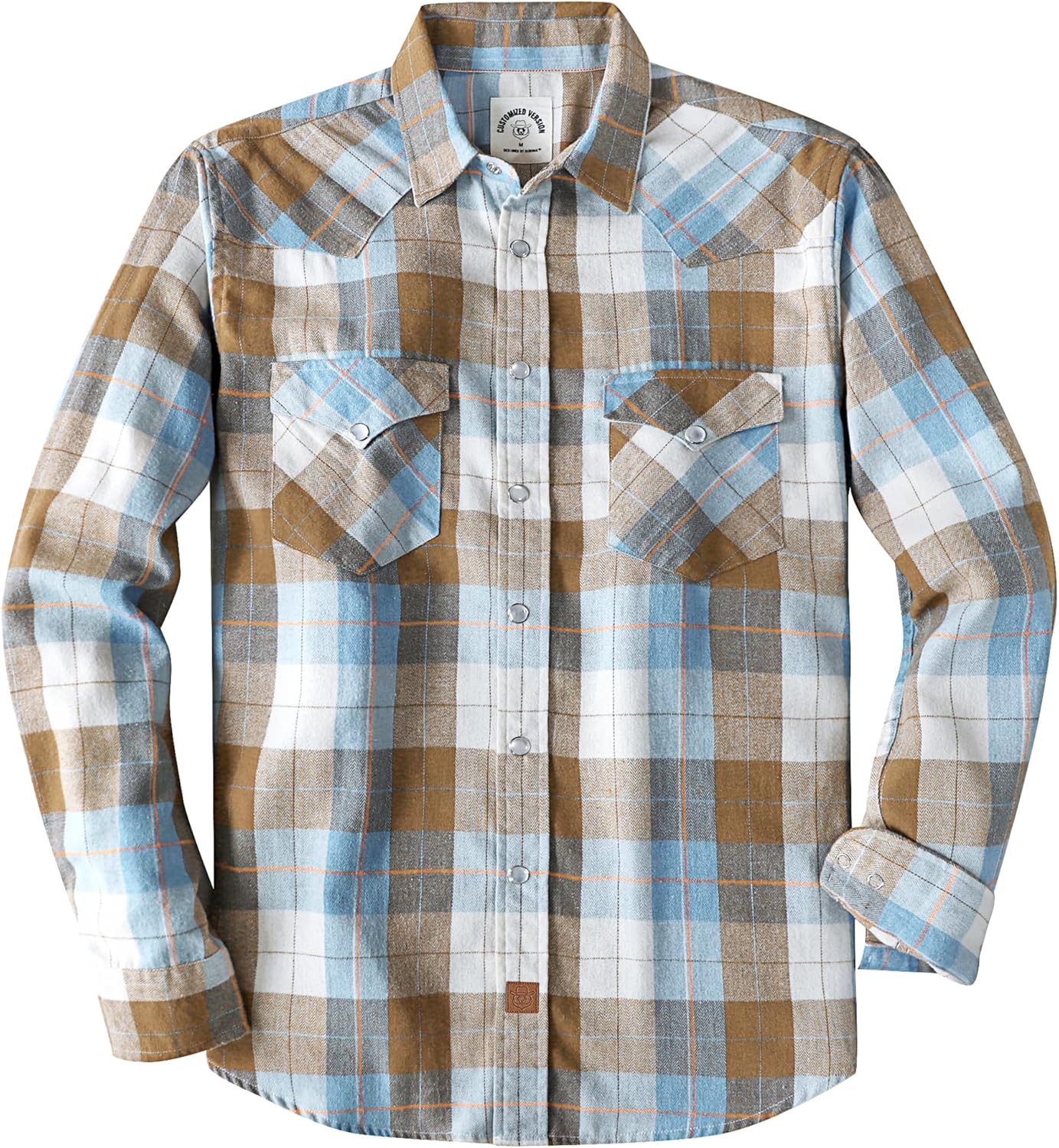 Dubinik® 6 oz Flannel Shirt for Men Western Cowboy Pearl Snap Long Sleeve Work Casual Buttons Vintage Plaid Shirts