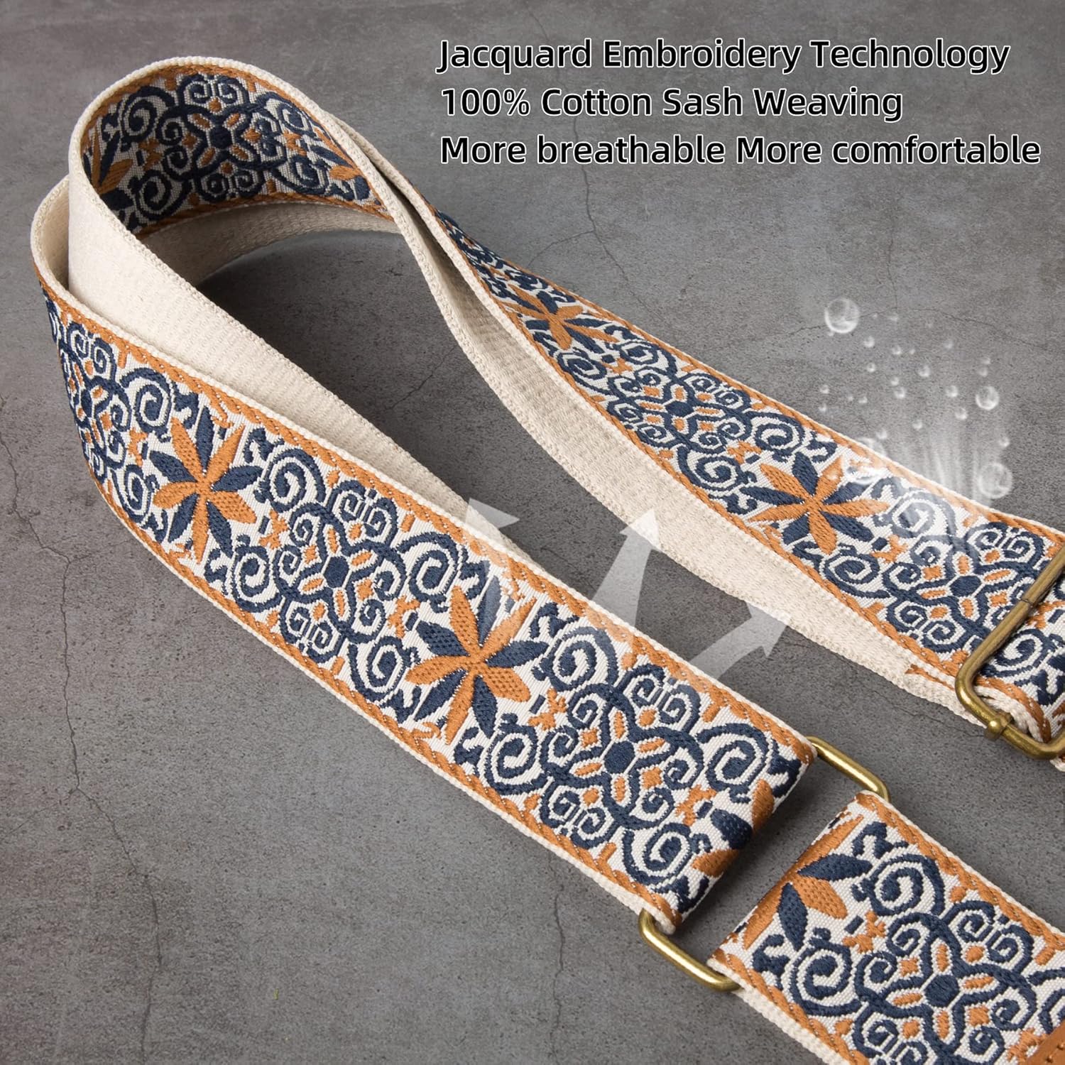 KamostarX Purse Strap,Purse Strap Replacement Crossbody Wide Shoulder Strap Handbag Canvas Belts Guitar Straps Adjustable (Vintage Duotone Snowflake) - Image 6