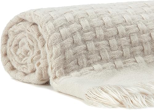 Miniatura 2 de Chanasya Manta acrílica de punto gofre con textura prémium con borlas, ligera, súper suave, moderna, para sofá, hogar, sala de estar y decoración de