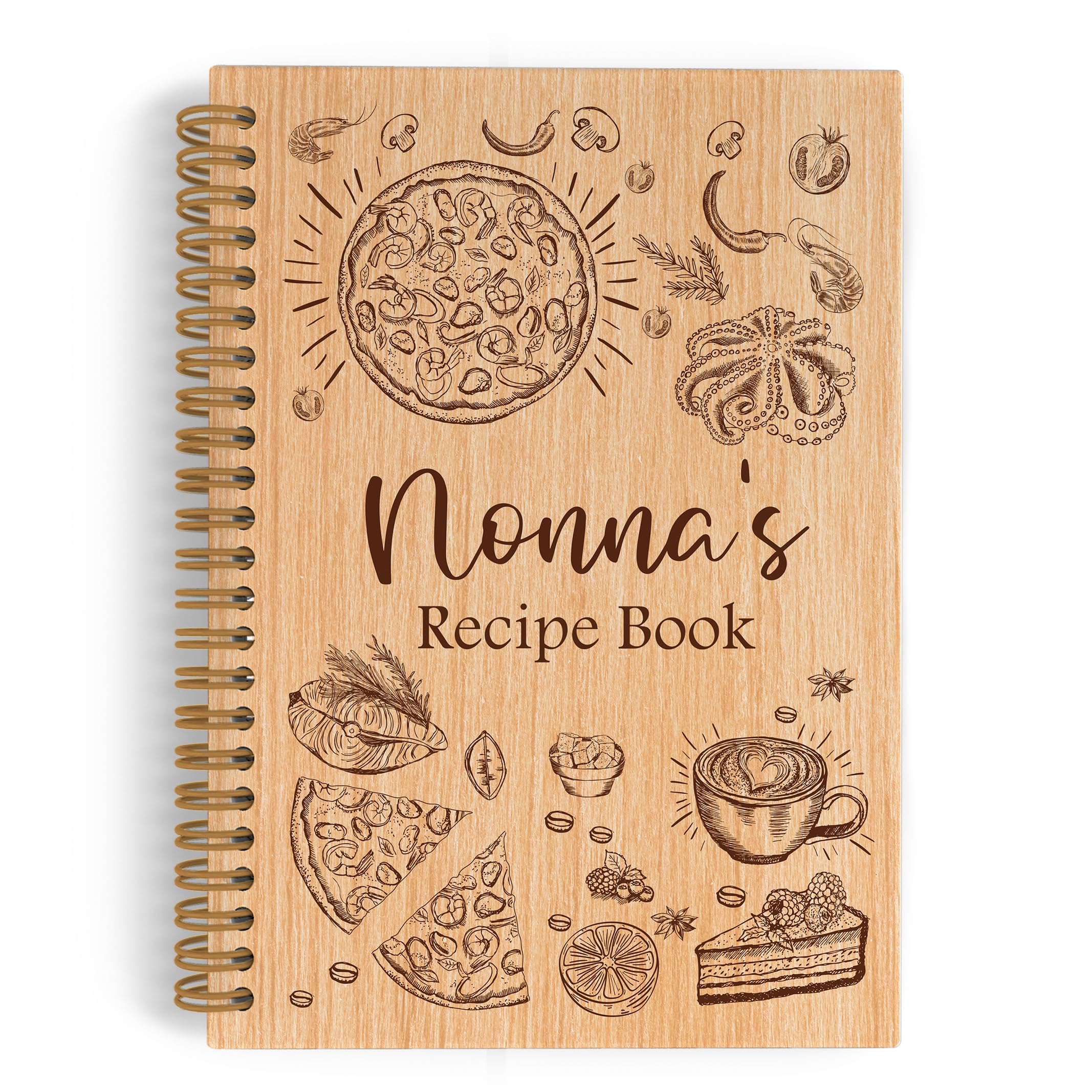 Nonna Gifts notatnik spiralny, książka kucharska Nonna, pamiętnik w linie, książka kucharska do pisania własnych przepisów, notatnik babci do kuchni, prezent urodzinowy dla babci, 14 x 21 cm