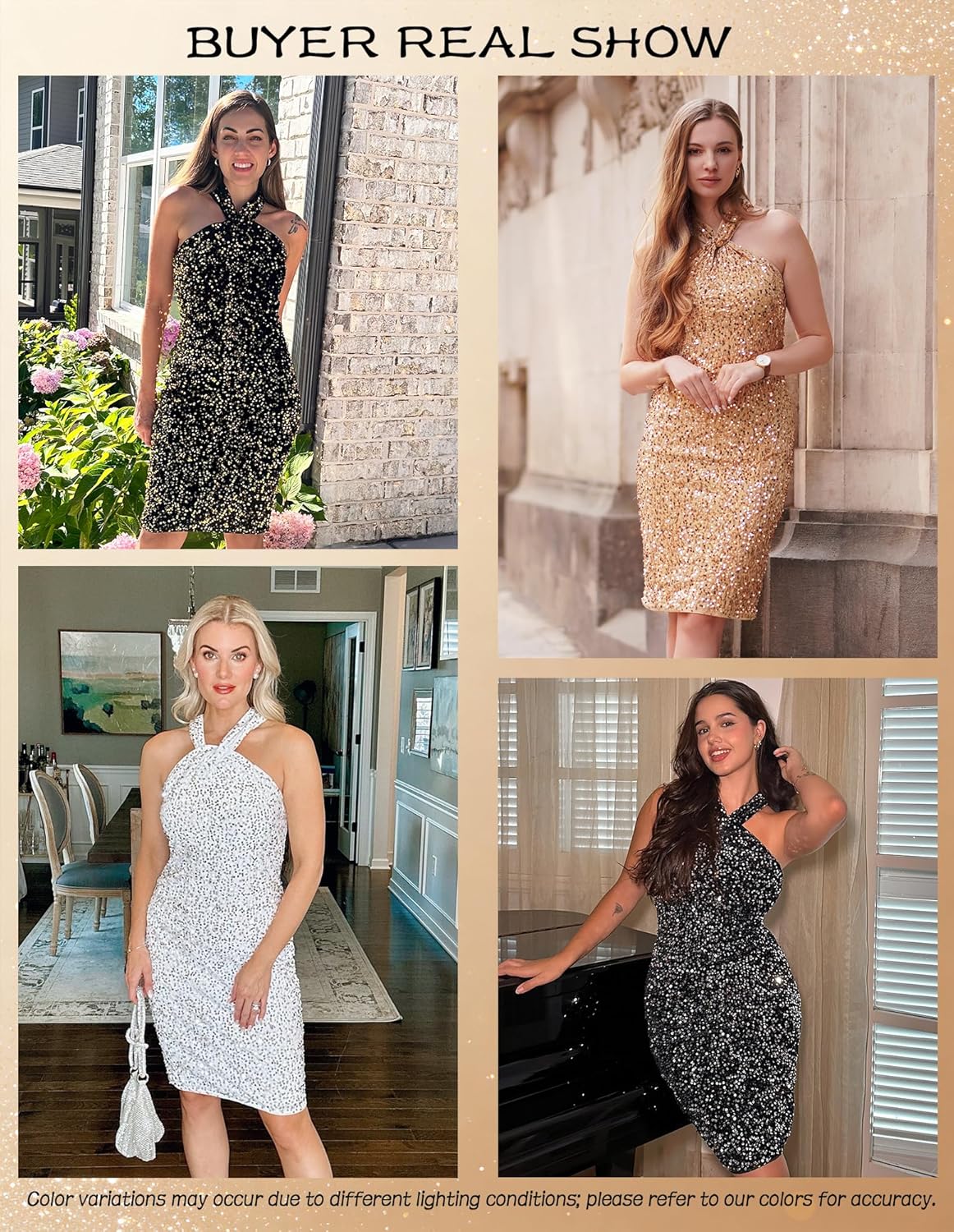 GRACE KARIN Sequin Dress for Women Sleeveless Sparkly Glitter Halter Dress Bodycon Mini Club Dresses 2025 - Image 2