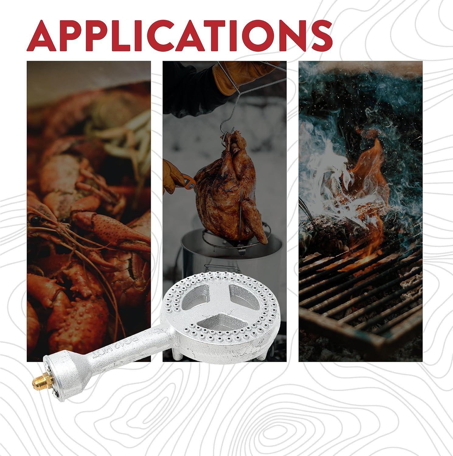 Gas One High Pressure Cast-Iron Burner Head with Brass Fitting Orifice with 0-20 Psi High Pressure Regulator & Hose Complete Kit