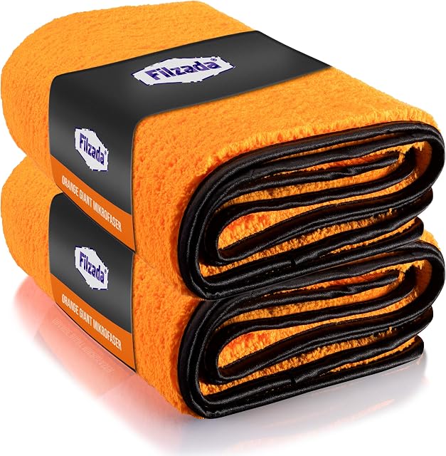 Filzada® 2X Orange Giant XXL (60 x 90 cm) - ściereczka z mikrofibry samochodowej - wyjątkowo miękka mikrofibra - niewiarygodnie chłonna i nie pozostawiająca kłaczków - ściereczka do polerowania samochodu do