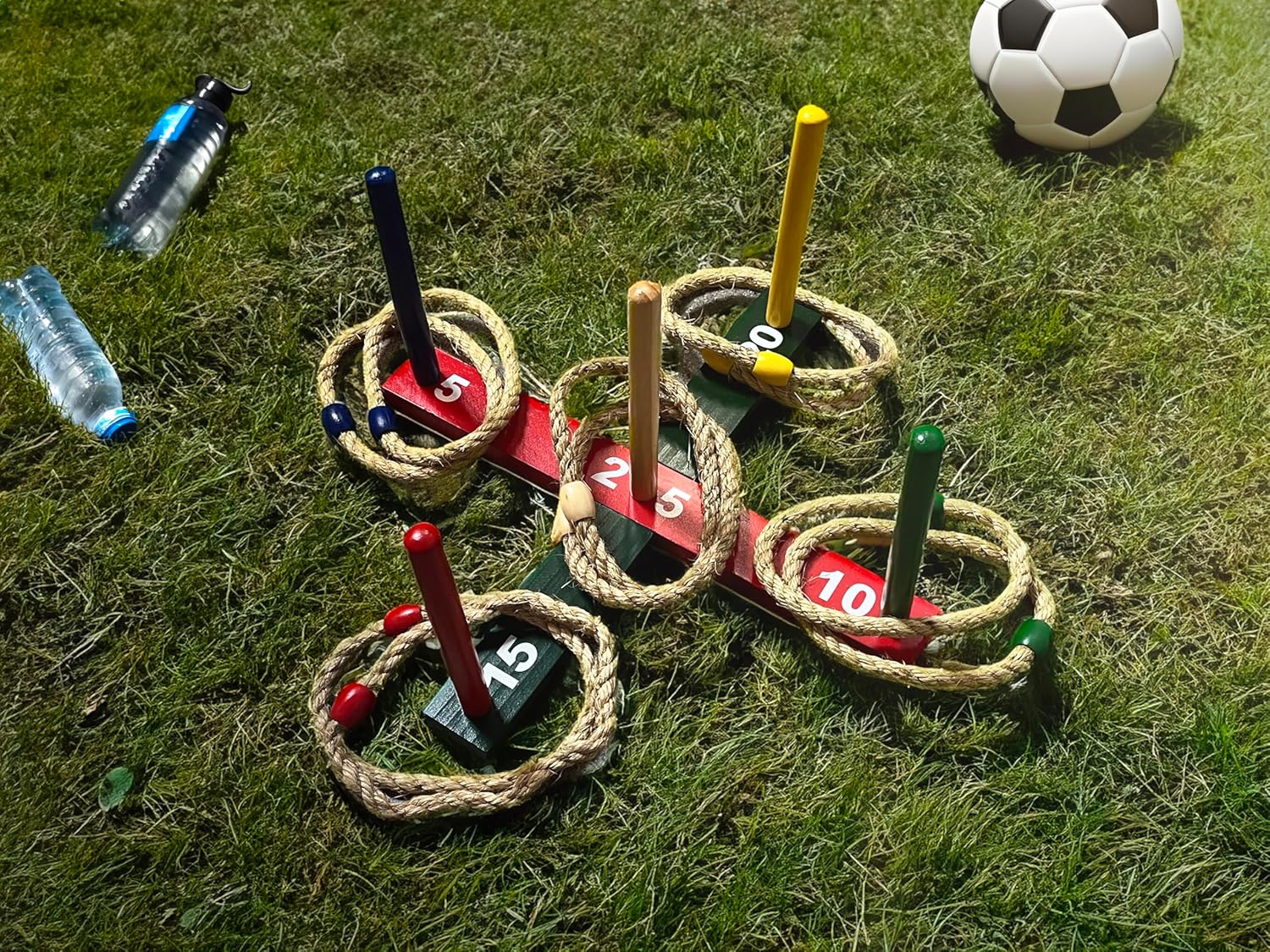 WE Games Rope Ring Toss Yard Game – Throwing Carnival Quoits Set – Solid Wood