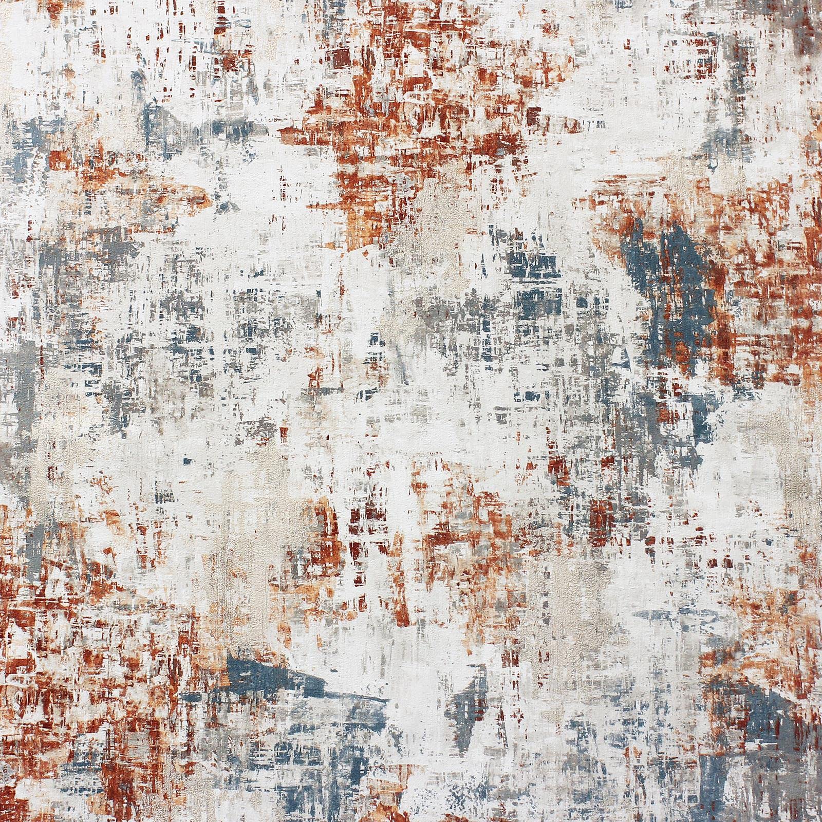 Copper and Navy Abstract Distressed Texture Wallpaper - 10.05m Roll