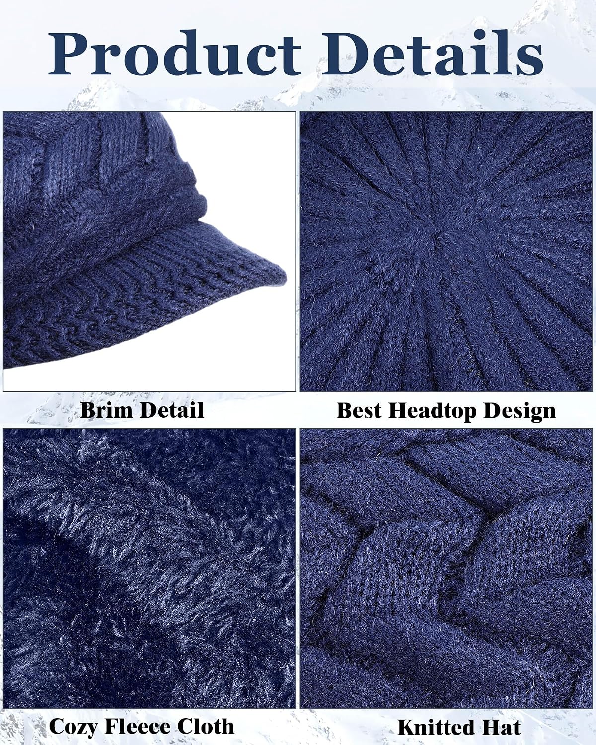 Newcotte Winter Hat for Women Knitted Caps with Visor 2026 Warm Hats for Women Beanies for Winter Cold Weather