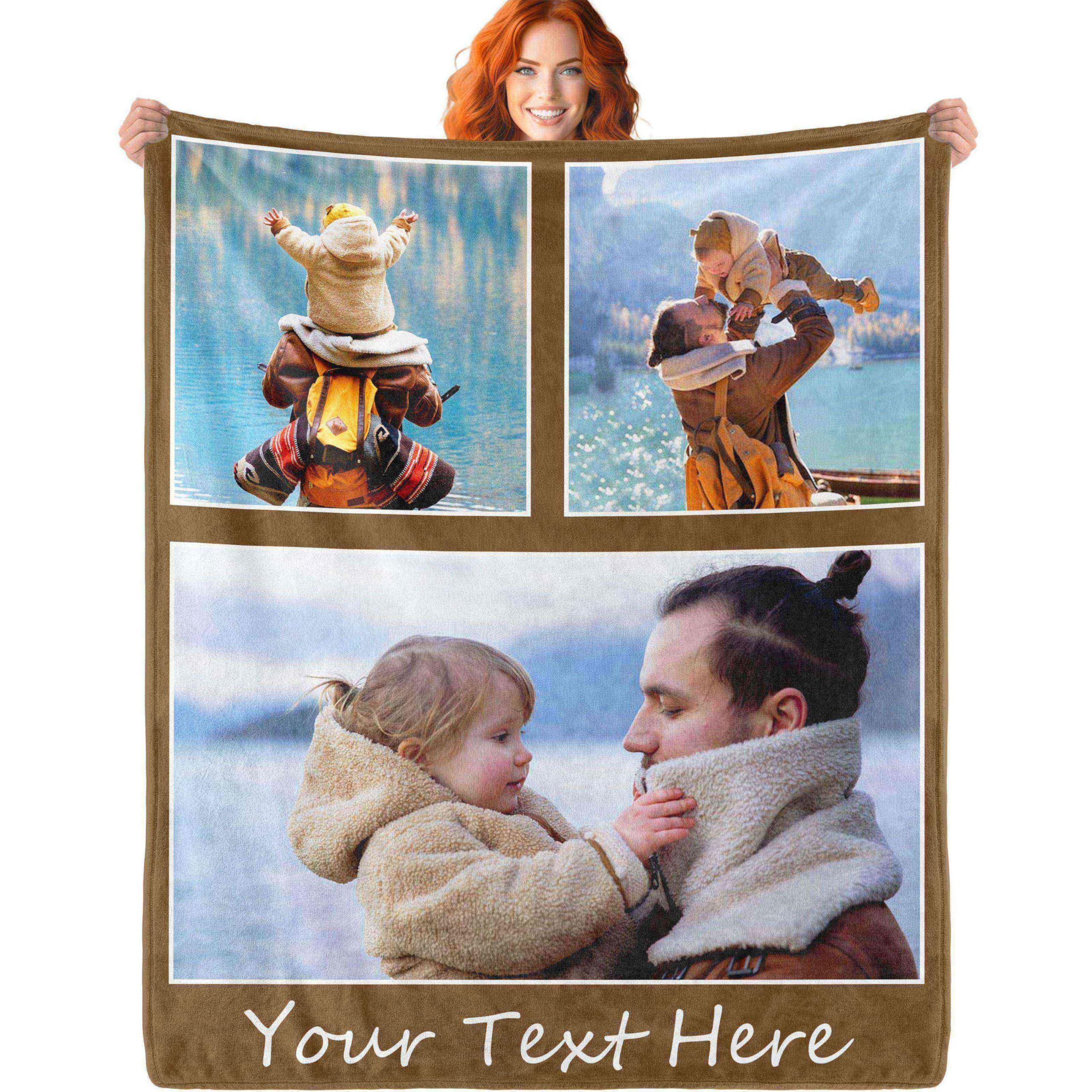 ERICAT personalised blanket with Photo Text custom blanket customised blanket Throws customisable blanket Picture Blankets customized Valentines Day Gifts for Mom Dad Couple Girlfriend Boyfriend — image 1