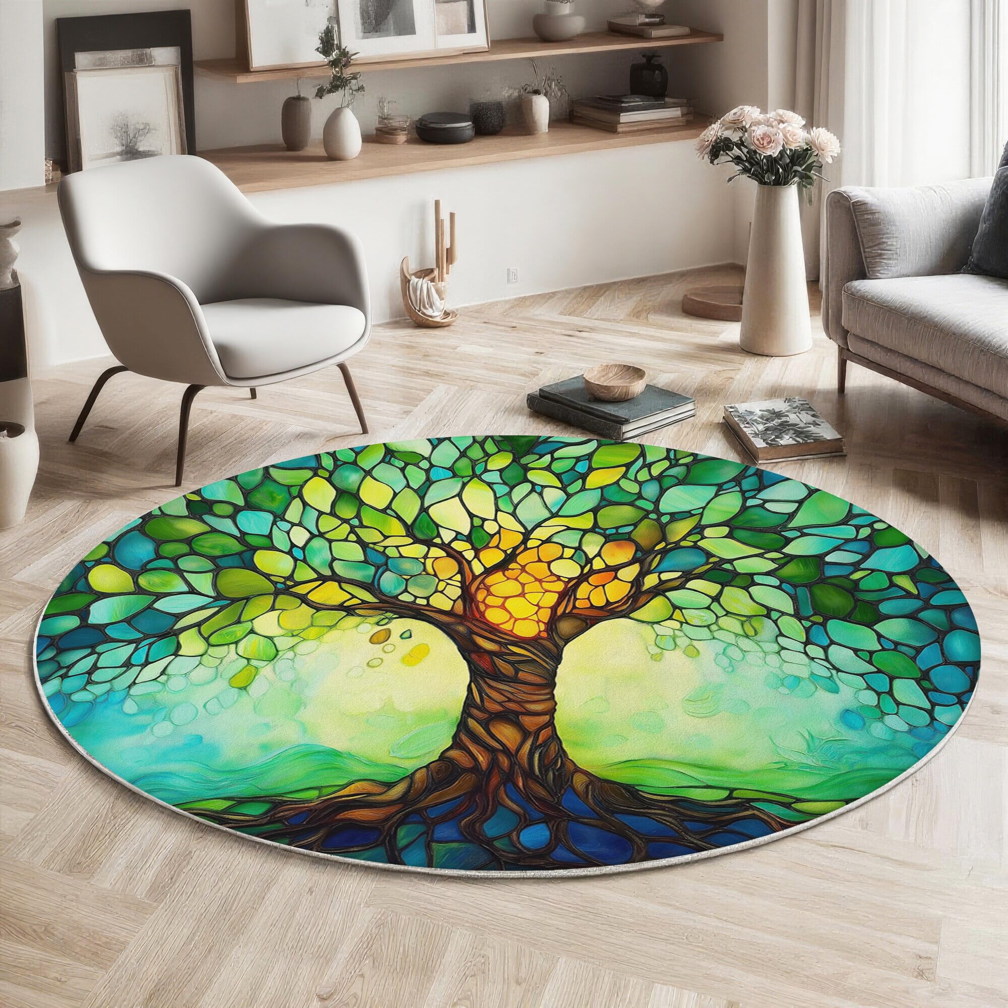 Tapis lavable en machine ø 120cm fini la saleté salon