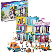 LEGO 41704 Friends Block in Heartlake City with Hairdressing Salon and Cafe Dollhouse with 7 Mini Dolls Model House Kit with Residential Buildings Children's Toy