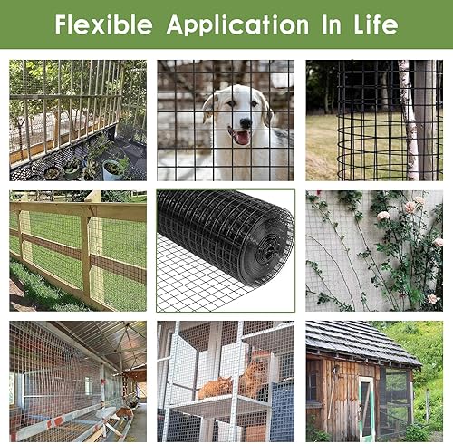 Miniatura 15 de Tongmo Paño negro de hardware de 48 pulgadas x 100 pies, valla de alambre de pollo de malla de 1 pulgada, alambre recubierto de vinilo de calibre 19