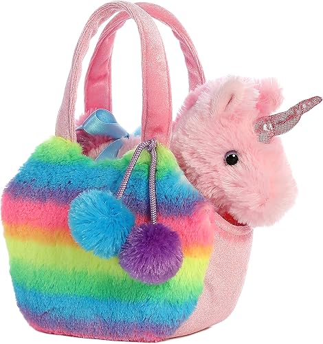 Aurora® Fashion Fancy Pals™ Rainbow Unicorn™ - Animal de peluche - Compañeros sobre la marcha - Accesorios elegantes - Multicolor 7 pulgadas