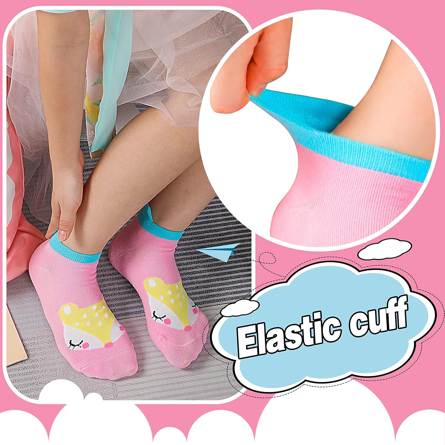 ANTSANG Kids Girls Toddler Unicorn Ankle Socks Cute Silly Cartoon No Show Funny Novelty Fashion Cotton Socks 6 Pairs - Image 4