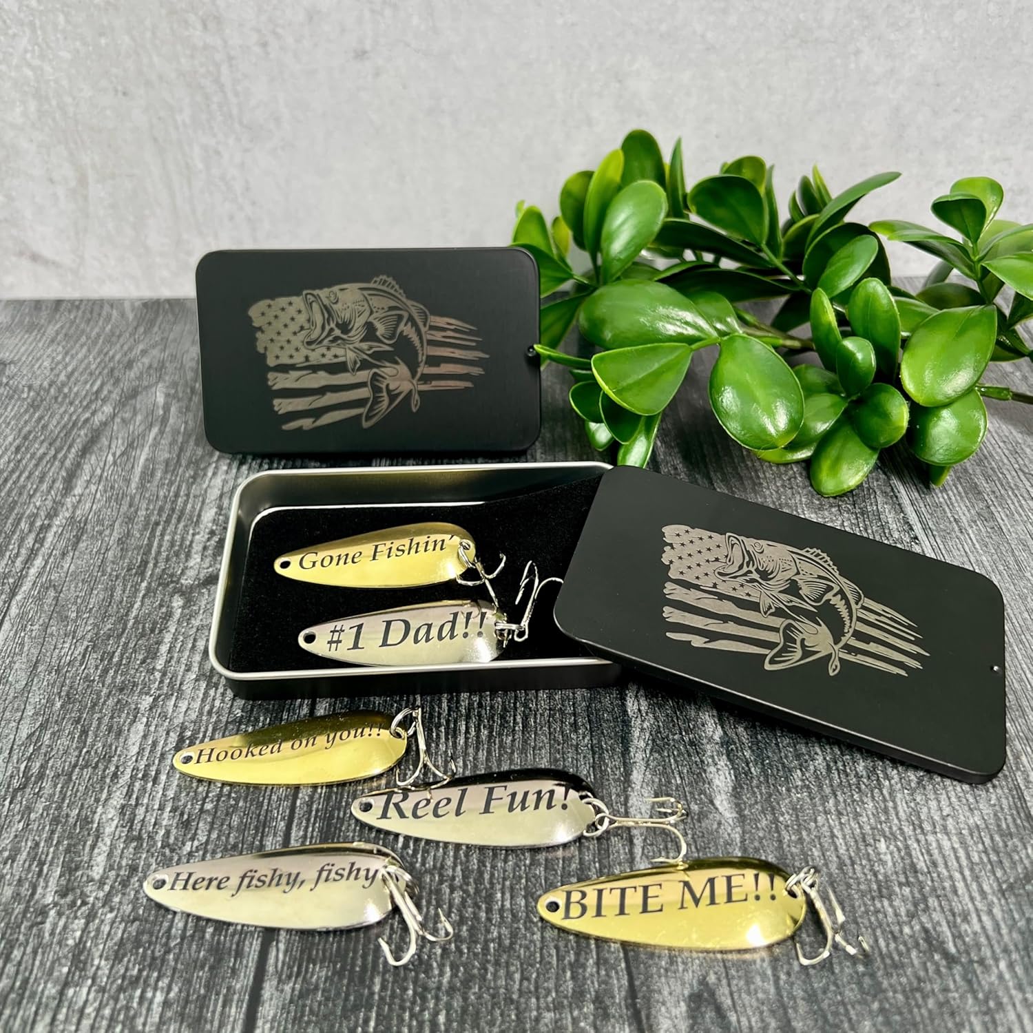 Personalized Fishing Lures in Tin - Custom Gift Set - Father's Day Present for Dad - Grandpa - Husband - Son - Retirement Gift - Anniversary Idea