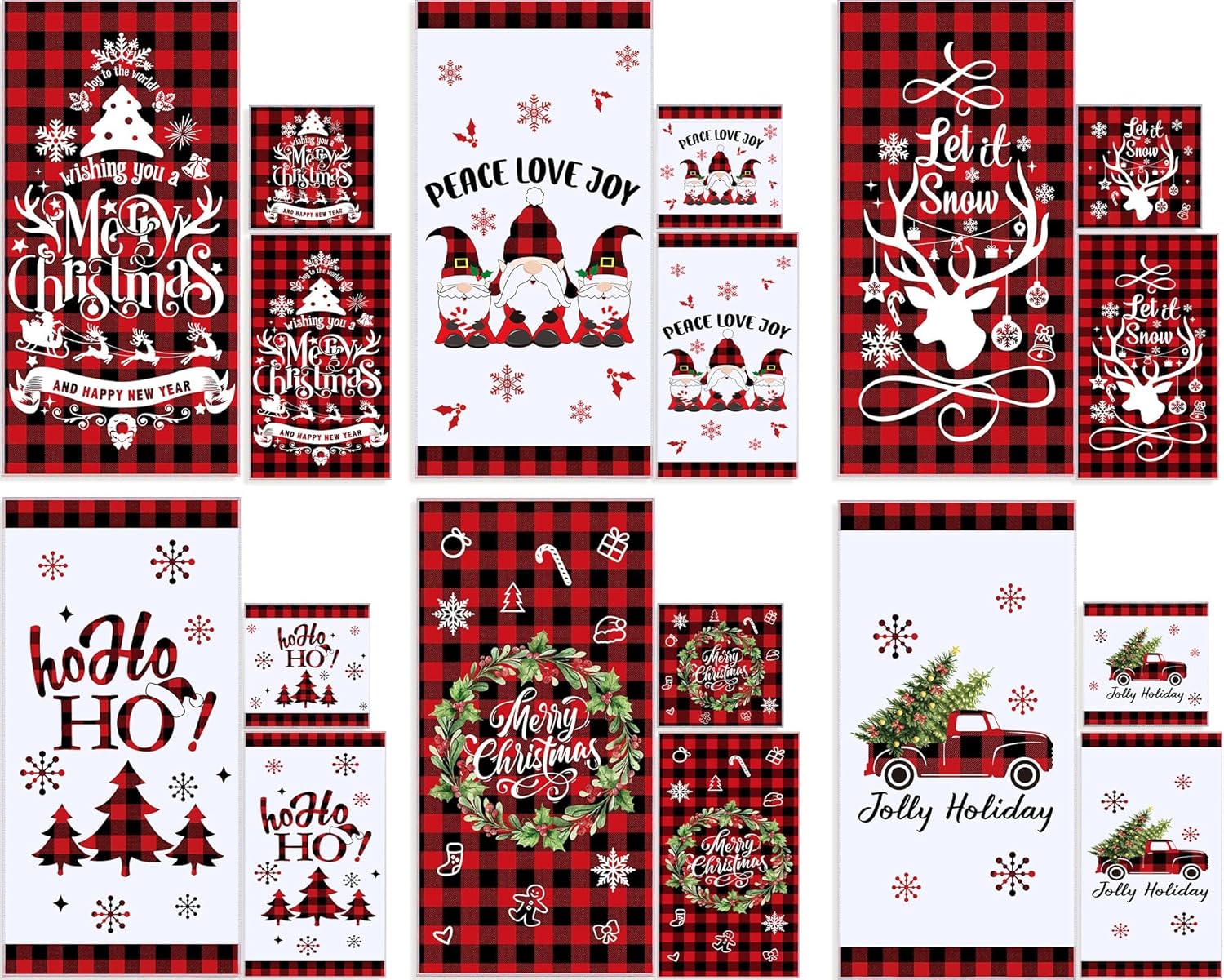 Amazon.com: Hosuly 18 Pcs Christmas Bathroom Towels Set Includes 6 ...