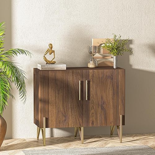 Miniatura 9 de roomfitters Aparador de madera moderno de 39 pulgadas, consola multimedia de mediados de siglo con puertas, gabinete de barra de café, Credenza para