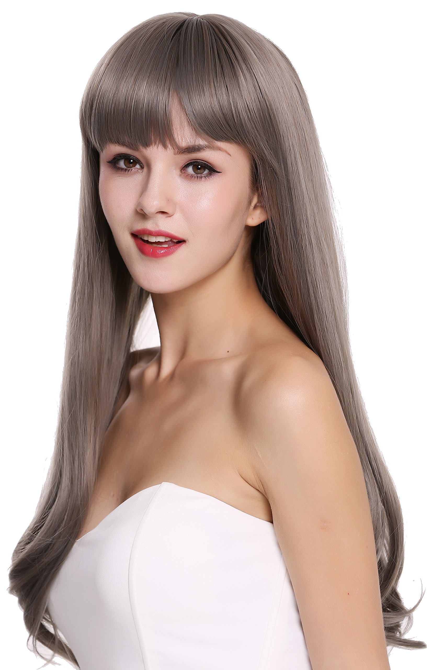 WIG ME UP, C8135-8AT10A Quality women's wig lady very long sleek fringe brown grey mix
