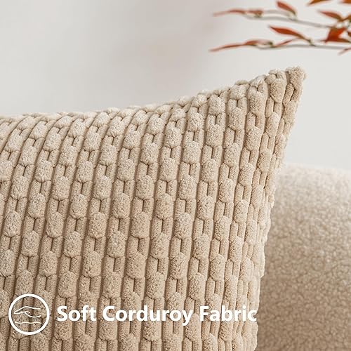 Miniatura 2 de UGASA - Funda de almohada decorativa de pana suave de 12 x 20 pulgadas, estilo bohemio, a rayas, rectangular, decoración moderna del hogar para