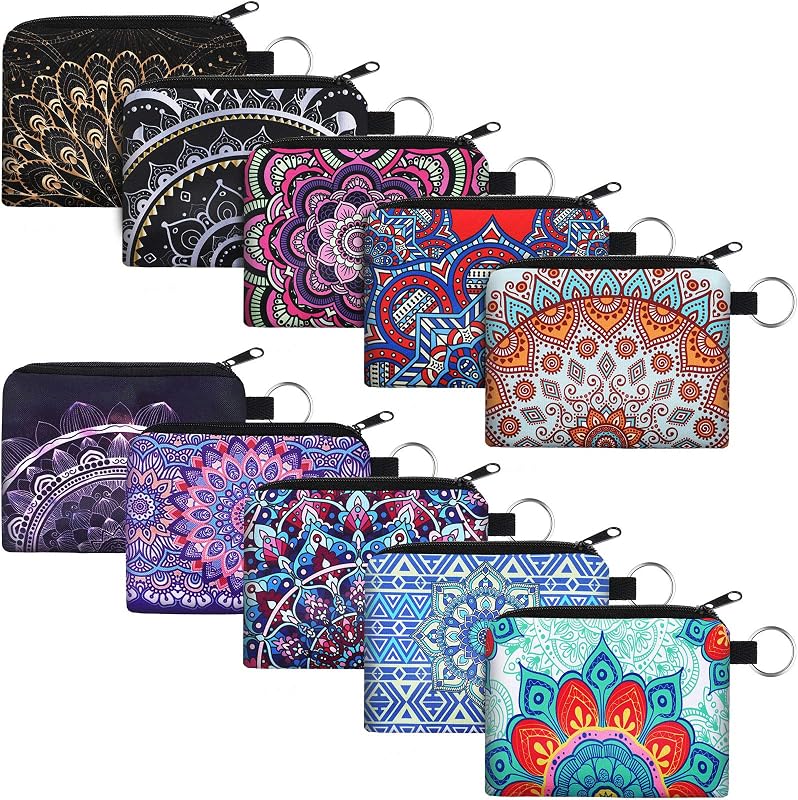 Boao 10 Pieces Small Change Purse Bulk Coin Purse Mini Pouches Wallet Bag with Zipper for Women Girls