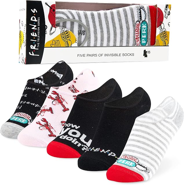 FRIENDS Invisible Socks, No Show Socks 5 Pairs, Merchandise Gifts