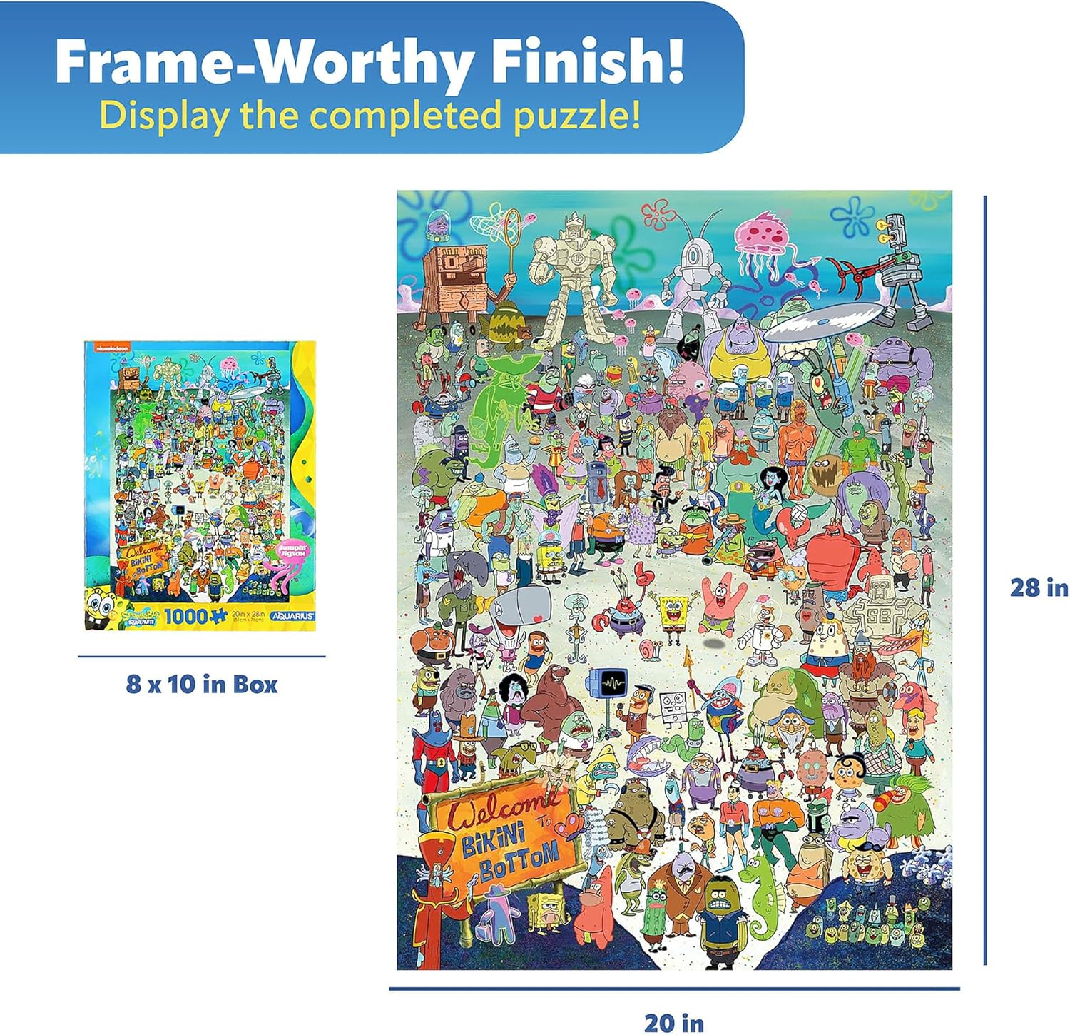 AQUARIUS SpongeBob SquarePants Puzzle (1000 Piece Jigsaw Puzzle) - Officially Licensed SpongeBob Merchandise & Collectibles-Glare Free -Precision Fit -Virtually No Puzzle Dust-20x28 Inches, Multicolor