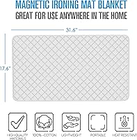 Vista 4 de Houseables, funda para planchar, esterilla magnética para lavado, de 32 1/2 x 17 pulgadas, gris, tipo acolchada, funda resistente al calor, a