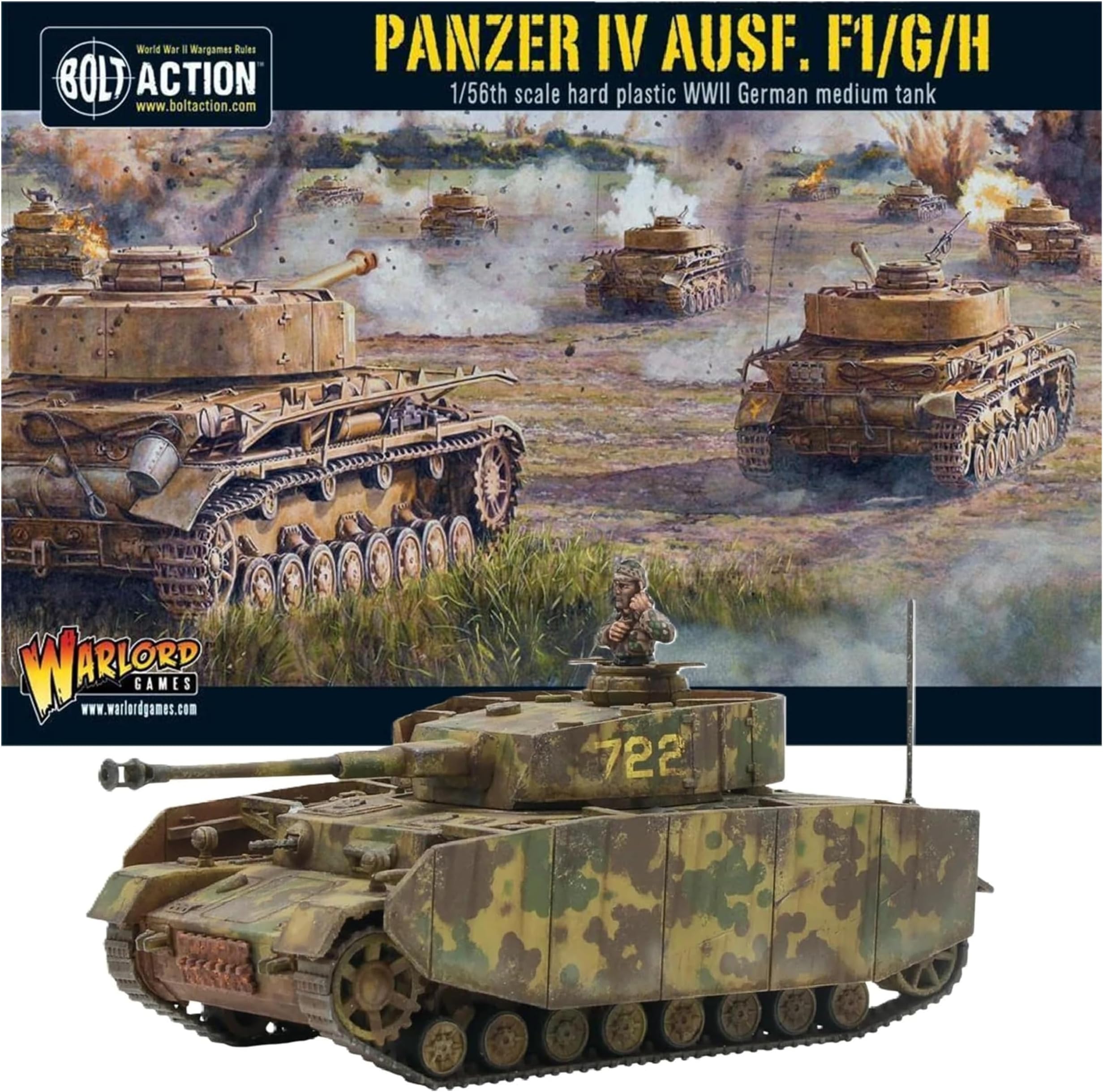 Warlord Games Panzer IV Ausf. F1/G/H Medium Tank 1:56 / 28mm German Army Plastic Scale Model Tank Kit for Bolt Action Highly Detailed World War 2 Miniatures