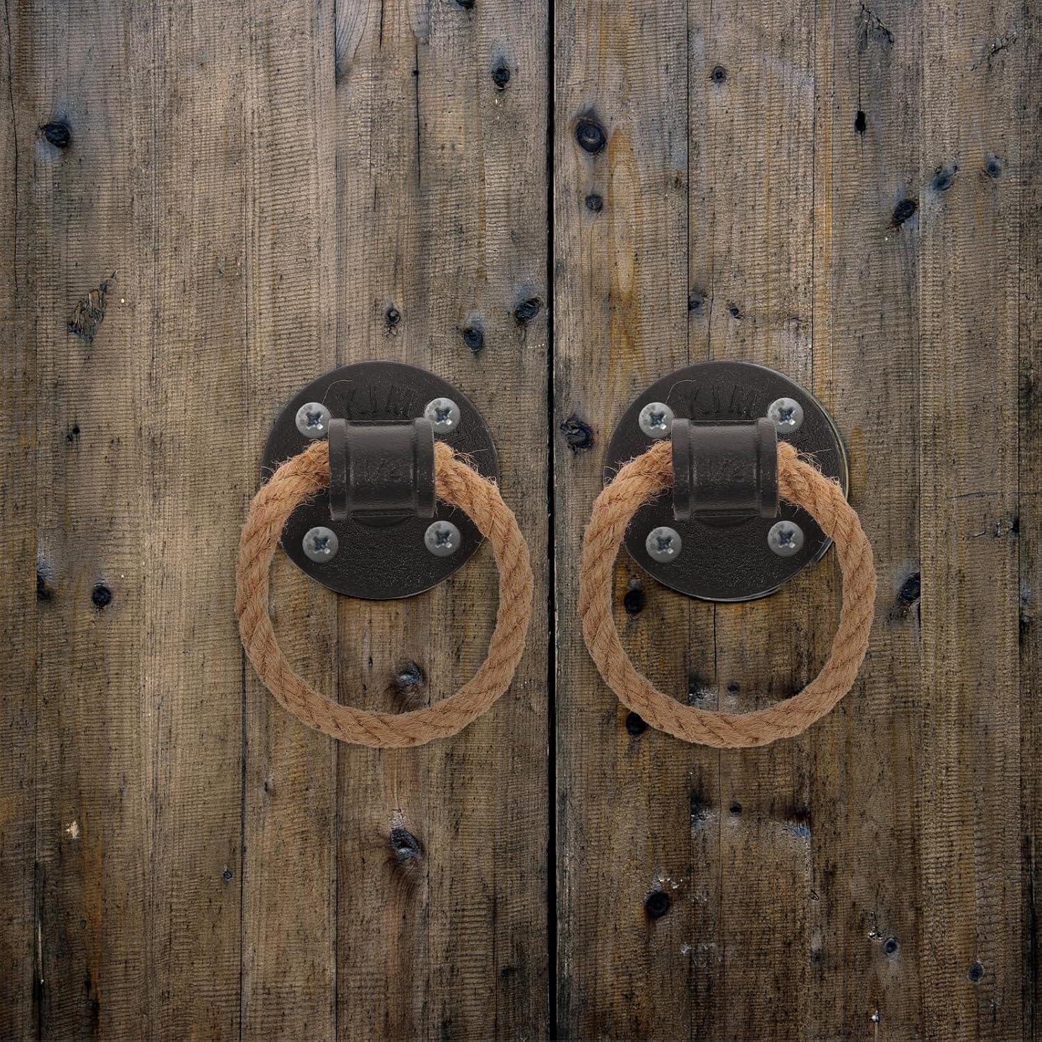 IMIKEYA 2 Pcs Barn Door Handle Vintage Door Rope Pulls Cupboard Ring Metal Gate Pull Handle for Cabinet Gate Closet Bedrooms