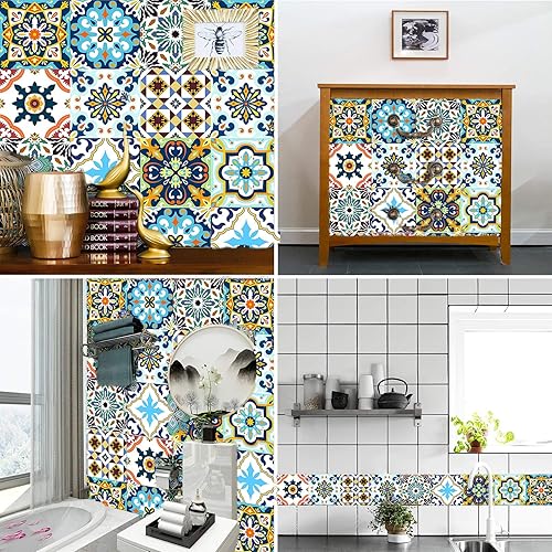 Miniatura 5 de 16 calcomanías decorativas para azulejos, vinilo de 6 x 6 pulgadas, autoadhesivo, extraíble, impermeable, para despegar y pegar, para cocina, baño,