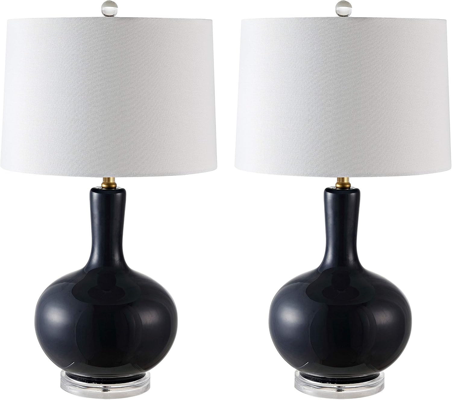 SAFAVIEH Lighting Collection Nilla Modern Contemporary Navy / Clear 27-inch Bedroom Living Room Home Office Desk Nightstand Table Lamp Set of 2 (LED Bulbs Included)