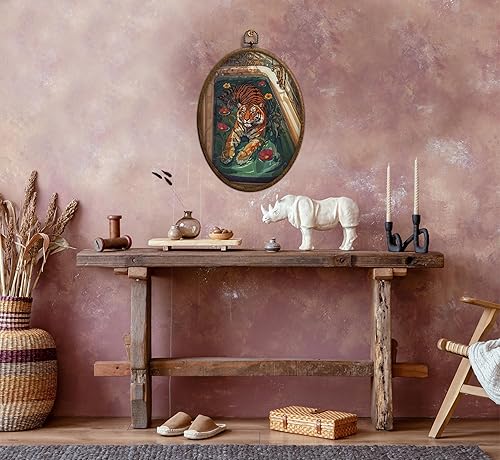 Miniatura 3 de Arte de pared ovalado de tigre en la bañera, divertido arte de pared ovalado de animales de baño, ecléctico, moderno, estético, impermeable, núcleo