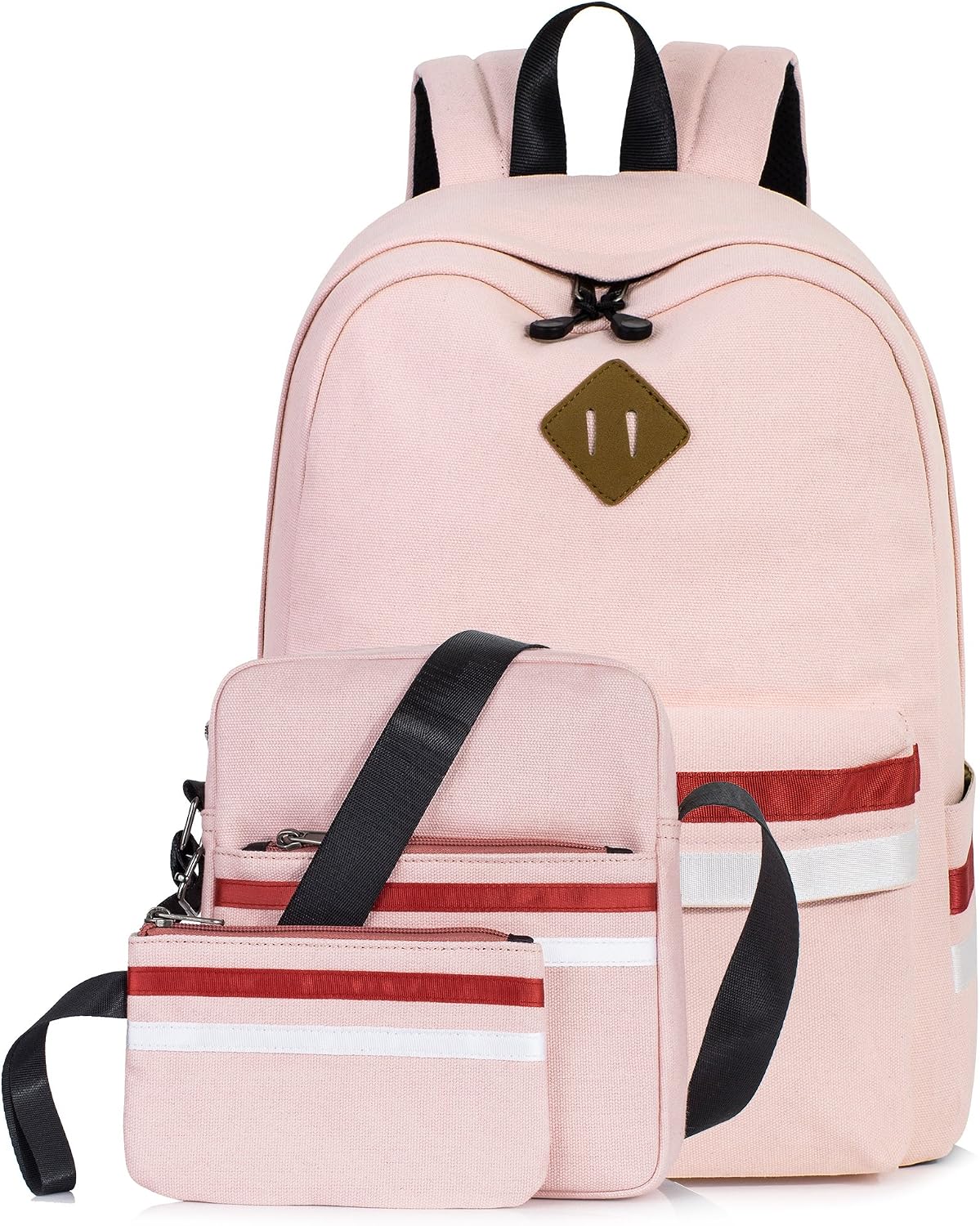 Leaper Cute Laptop Backpack bags Travel Bags Shoulder Bag Pencil Cases Pink 3PCS